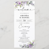 Romantic Violet Flowers Wedding Program プログラム (正面)