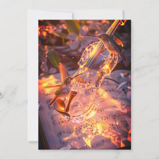 Romantic Violin & Bird Wedding Invitation | Music  招待状