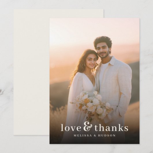 Romantic Warm Sunset Photo サンキューカード (正面/裏面)