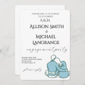 Romantic Watercolor Blush Engagement Party 招待状 (正面/裏面)