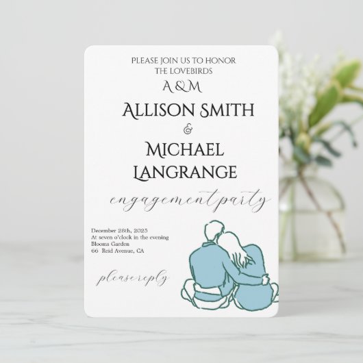 Romantic Watercolor Blush Engagement Party 招待状 (スタンド正面)