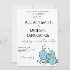 Romantic Watercolor Blush Engagement Party 招待状