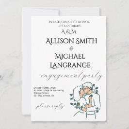 Romantic Watercolor Blush Engagement Party 招待状