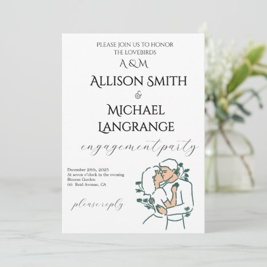 Romantic Watercolor Blush Engagement Party 招待状 (スタンド正面)