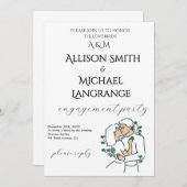 Romantic Watercolor Blush Engagement Party 招待状 (正面/裏面)