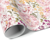 Romantic Watercolor Blush Pink Peony Floral ラッピングペーパー (ロールコーナー)