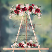 Romantic Watercolor Burgundy Blush Wedding Welcome アクリルサイン (ニュートラル)