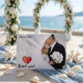 Romantic Watercolor Calligraphy Photo Wedding  サンキューカード