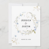 Romantic Watercolor Dusty Blue Wildflower Wedding 招待状 (裏面)