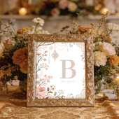 Romantic Watercolor Floral Filigree Design ポスター