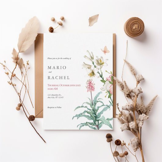 Romantic Watercolor Floral Garden Invite 招待状