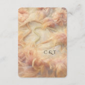 Romantic Watercolor Floral Pearls Feathers Wedding エンクロージャーカード (裏面)