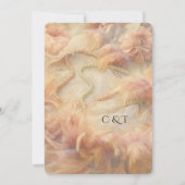 Romantic Watercolor Floral Pearls Feathers Wedding セーブザデート (裏面)