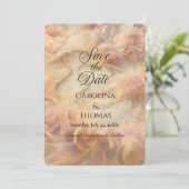 Romantic Watercolor Floral Pearls Feathers Wedding セーブザデート (スタンド正面)