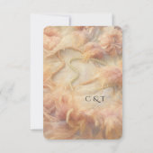 Romantic Watercolor Floral Pearls Feathers Wedding 出欠カード (裏面)