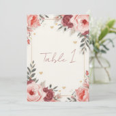 Romantic Watercolor Floral Place Cards | Valentine 招待状 (スタンド正面)