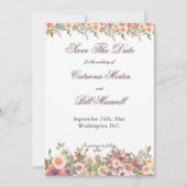 Romantic Watercolor Floral Save the Date Card 招待状 (正面)