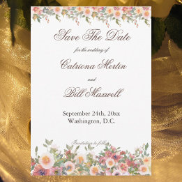 Romantic Watercolor Floral Save the Date Card 招待状