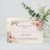 Romantic Watercolor Floral Wedding RSVP Card 招待状 (スタンド正面)