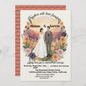 Romantic Watercolor Floral Wreath Wedding Invitati 招待状 (正面/裏面)