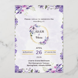 Romantic Watercolor Flower Wedding Invite 箔招待状