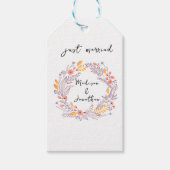 Romantic Watercolor Flower Wreath Wedding ギフトタグ (正面)