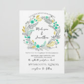 Romantic Watercolor Flower Wreath Wedding 招待状 (スタンド正面)