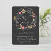 Romantic Watercolor Flower Wreath Wedding 招待状 (スタンド正面)