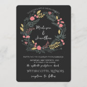 Romantic Watercolor Flower Wreath Wedding 招待状 (正面)