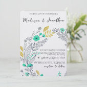 Romantic Watercolor Flower Wreath Wedding 招待状 (スタンド正面)