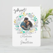 Romantic Watercolor Flower Wreath Wedding 招待状 (スタンド正面)