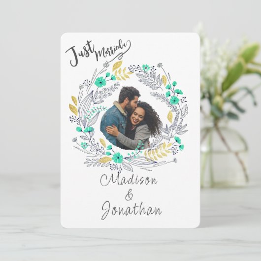 Romantic Watercolor Flower Wreath Wedding 招待状 (スタンド正面)