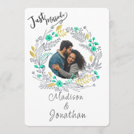 Romantic Watercolor Flower Wreath Wedding 招待状