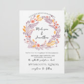 Romantic Watercolor Flower Wreath Wedding 招待状 (スタンド正面)