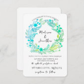Romantic Watercolor Flower Wreath Wedding 招待状 (正面/裏面)