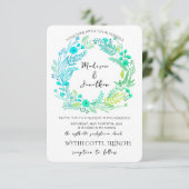 Romantic Watercolor Flower Wreath Wedding 招待状 (スタンド正面)