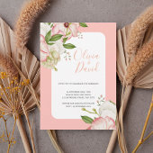 Romantic Watercolor Flowers Elegant Script Invite 招待状