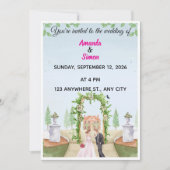 Romantic Watercolor  Garden Wedding Invitation 招待状 (正面)