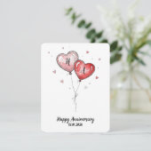 Romantic Watercolor Heart Custom Anniversary シーズンカード (スタンド正面)