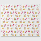 Romantic Watercolor Hearts illustrations Pattern ラッピングペーパー (フラット)
