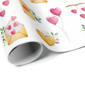 Romantic Watercolor Hearts illustrations Pattern ラッピングペーパー (ロールコーナー)