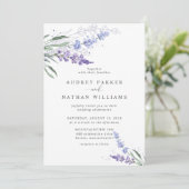 Romantic Watercolor Lavender QR Code Wedding 招待状 (スタンド正面)