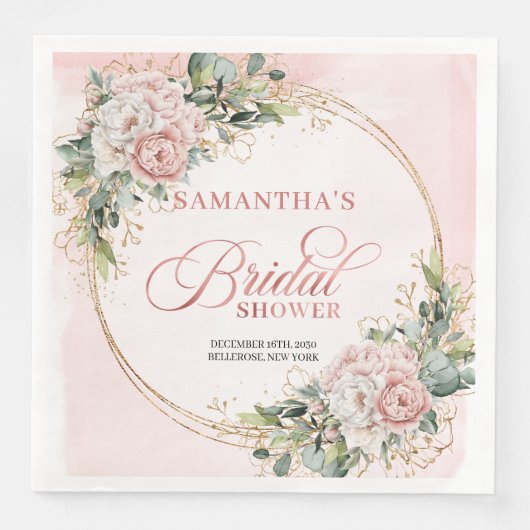 Romantic Watercolor Light Pink Eucalyptus Bridal   (正面)