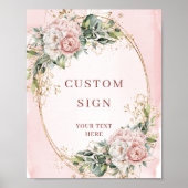 Romantic Watercolor Light Pink Eucalyptus Custom S ポスター (正面)