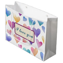 Romantic Watercolor Pastel Hearts I Love You Bag