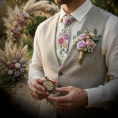 Romantic Watercolor Pastel Rose Floral  ネクタイ