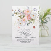 Romantic Watercolor Pink and White Floral Wedding 招待状 (スタンド正面)