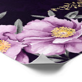 Romantic Watercolor Purple Peony Wedding Welcome ポスター (角)