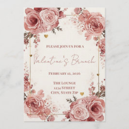 Romantic Watercolor Valentine’s Brunch Invitation 招待状