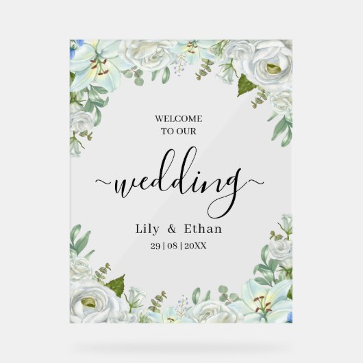 Romantic Watercolor Wedding アクリルサイン (正面)